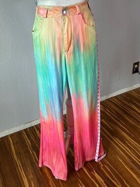 Pastel Rainbow Tie-Dye Wide Leg Pants